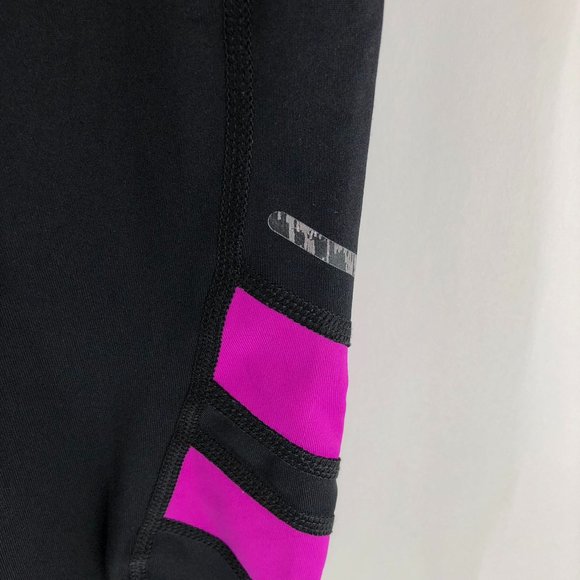 Fila Women's Performance Running Capri Pants Drawstring Waist Purple Black S - Picture 3 of 6